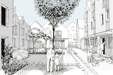 Artist's sketch of a new Trent Basin courtyard